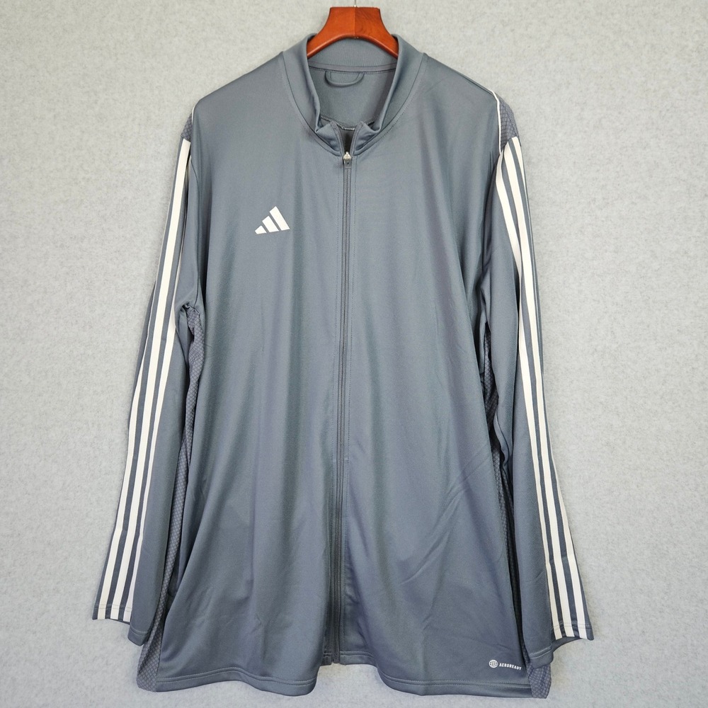 Adidas Tiro 23 League Training Jacket Mens 3XLT Grey White HS3504 Slim Fit New - Picture 2 of 8